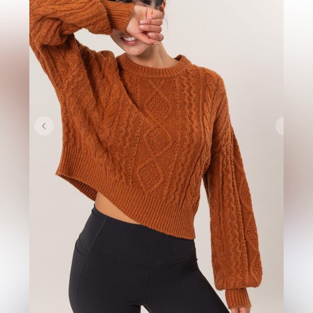 Cable Knit Sweater in Rust